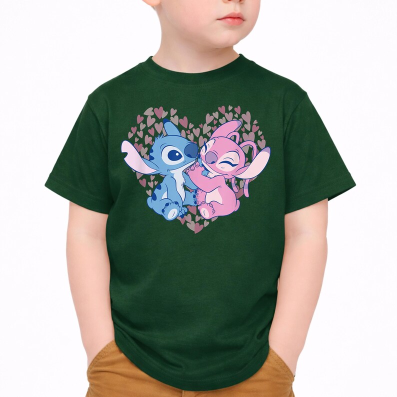 Love Stitch and Angel shirts,Disney Best Friends Shirts,Retro Stitch Heart Tees,Pink and Blue Disney Clothes, Disney Vacation Toddler Shirts