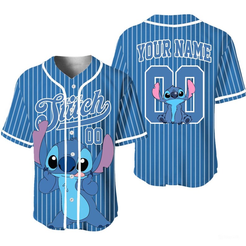 Personalized Lilo and Stitch Characters Baseball Jersey, Stitch & Angel Sport Jersey Disney Family Shirts Matching Team Outfit Birthday Gift