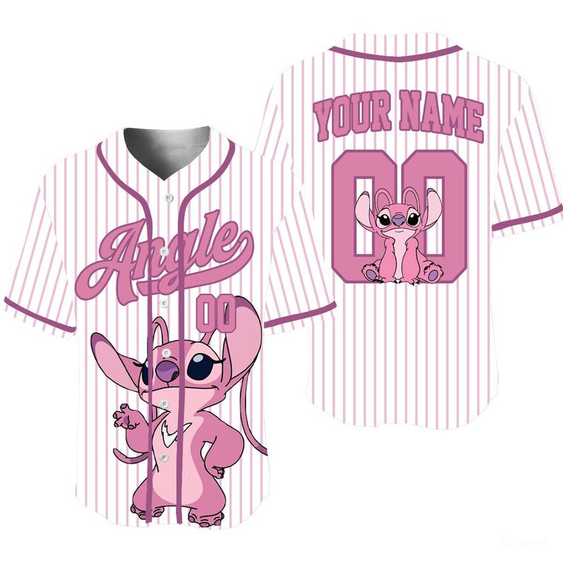 Personalized Lilo and Stitch Characters Baseball Jersey, Stitch & Angel Sport Jersey Disney Family Shirts Matching Team Outfit Birthday Gift