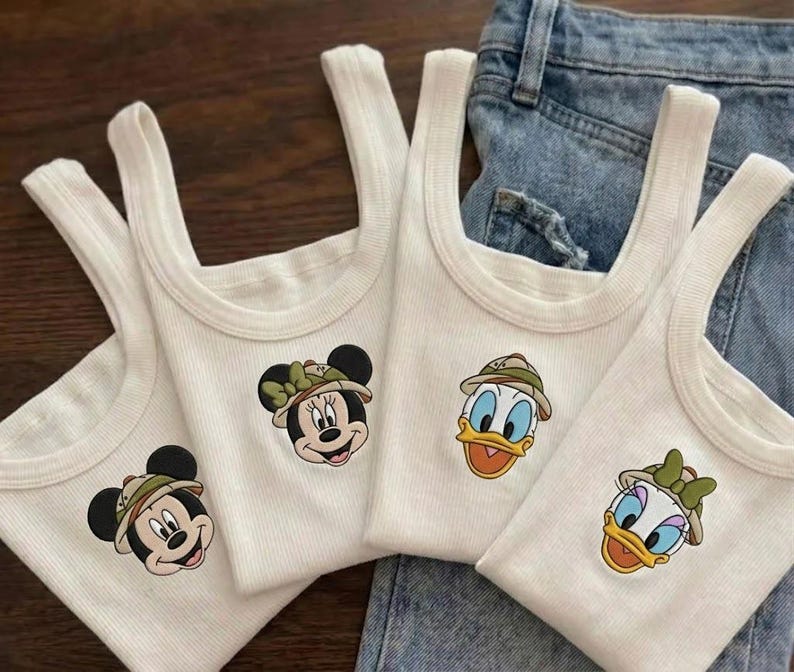 Custom Embroidered Mickey And Friends Animal Kingdom Tank Top, Mickey Minnie Donald Daisy Goofy Pluto Safari Shirt, Disney Vacation Outfit