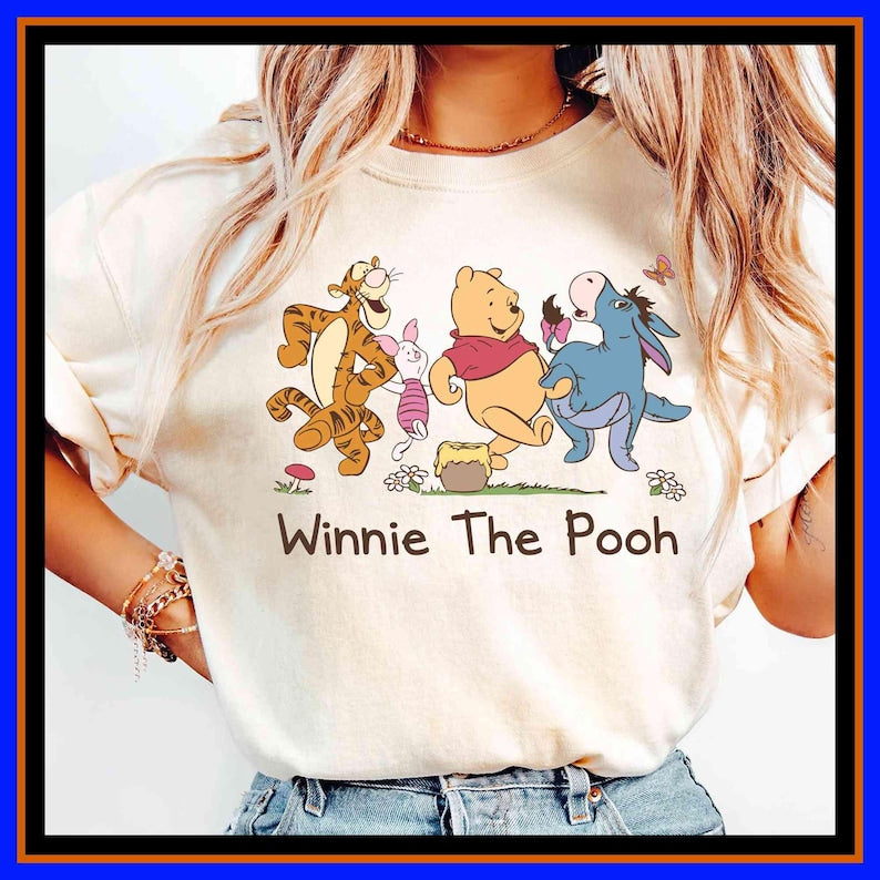 Retro Winnie Pooh And Friends Piglet Tigger Eeyore Disneyland BFF Matching Bestie Tee | Unisex Adult Kid Cotton T-Shirt Hoodie Gift GU809