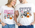 Disney Stitch And Angel Halloween Shirt, Lilo And Stitch Spooky T-shirt, Stitch Halloween Couple Shirt, Friends Matching Horror Tee