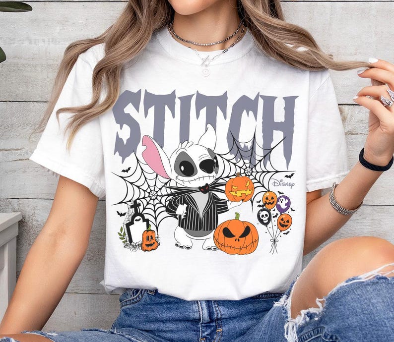 Disney Stitch And Angel Halloween Shirt, Lilo And Stitch Spooky T-shirt, Stitch Halloween Couple Shirt, Friends Matching Horror Tee
