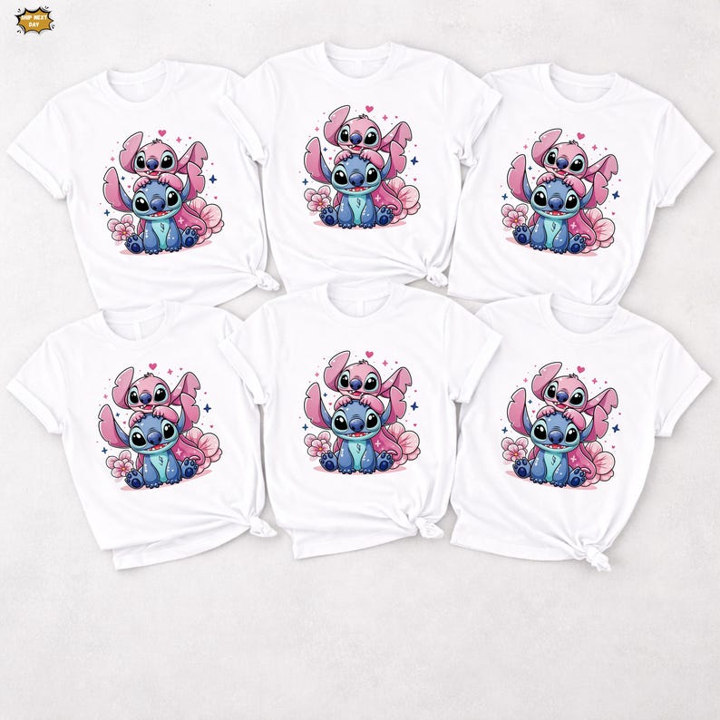 Stitch and Angel Shirt,Cute Stitch Toddler Tees,Disney Girl Birthday Tee,Valentine Stitch Tee,Stitch and Angel Matching Tee,Stitch and Angel
