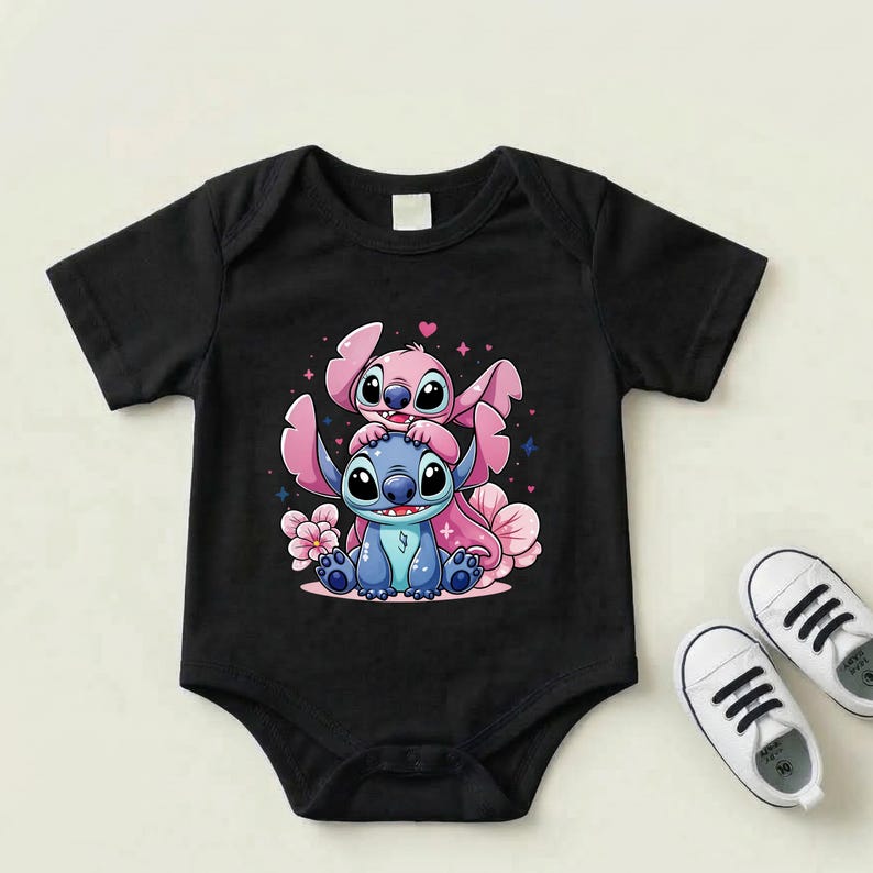 Stitch and Angel Shirt,Cute Stitch Toddler Tees,Disney Girl Birthday Tee,Valentine Stitch Tee,Stitch and Angel Matching Tee,Stitch and Angel
