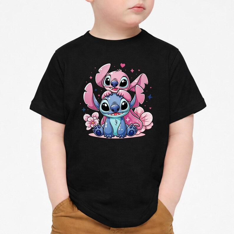 Stitch and Angel Shirt,Cute Stitch Toddler Tees,Disney Girl Birthday Tee,Valentine Stitch Tee,Stitch and Angel Matching Tee,Stitch and Angel