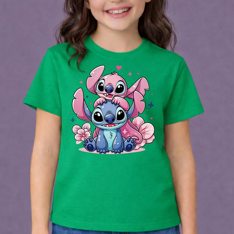 Stitch and Angel Shirt,Cute Stitch Toddler Tees,Disney Girl Birthday Tee,Valentine Stitch Tee,Stitch and Angel Matching Tee,Stitch and Angel