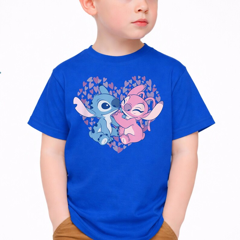 Love Stitch and Angel shirts,Disney Best Friends Shirts,Retro Stitch Heart Tees,Pink and Blue Disney Clothes, Disney Vacation Toddler Shirts