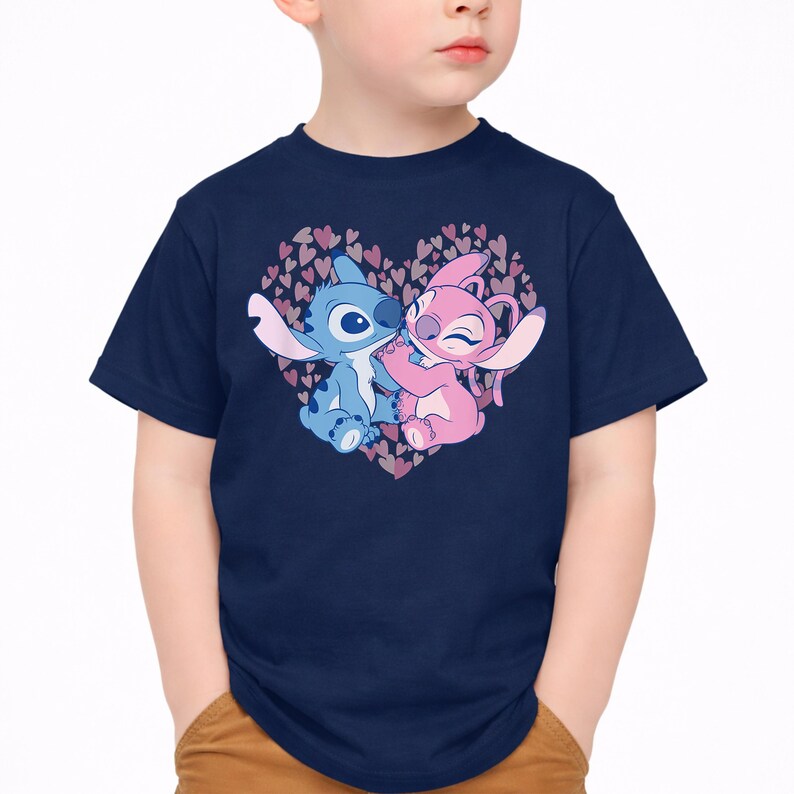 Love Stitch and Angel shirts,Disney Best Friends Shirts,Retro Stitch Heart Tees,Pink and Blue Disney Clothes, Disney Vacation Toddler Shirts