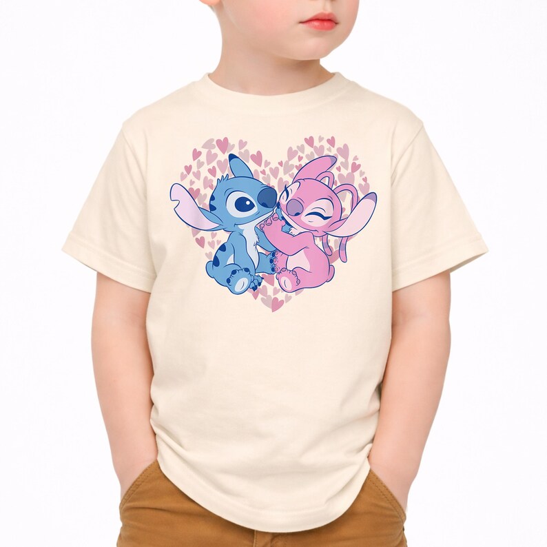 Love Stitch and Angel shirts,Disney Best Friends Shirts,Retro Stitch Heart Tees,Pink and Blue Disney Clothes, Disney Vacation Toddler Shirts