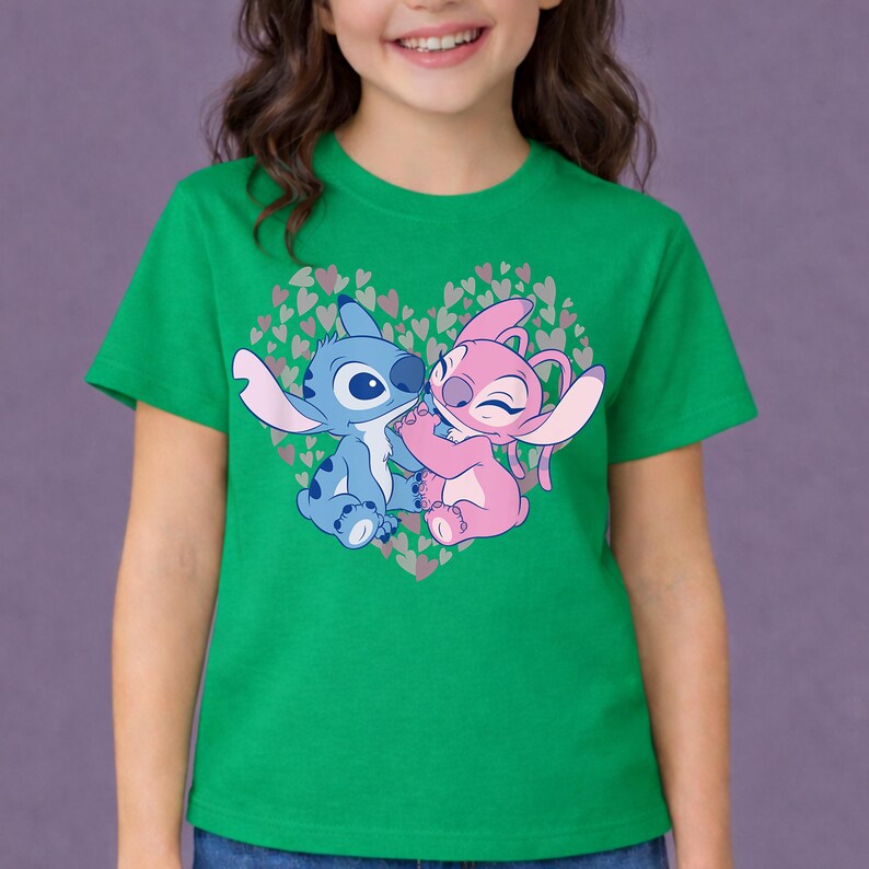 Love Stitch and Angel shirts,Disney Best Friends Shirts,Retro Stitch Heart Tees,Pink and Blue Disney Clothes, Disney Vacation Toddler Shirts