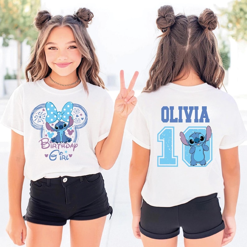 Custom Stitch Birthday Girl Shirt, Matching Birthday Family Shirt, Disney Stitch Bday Party Gift, Disney Birthday Crew Shirt, Birthday Trip