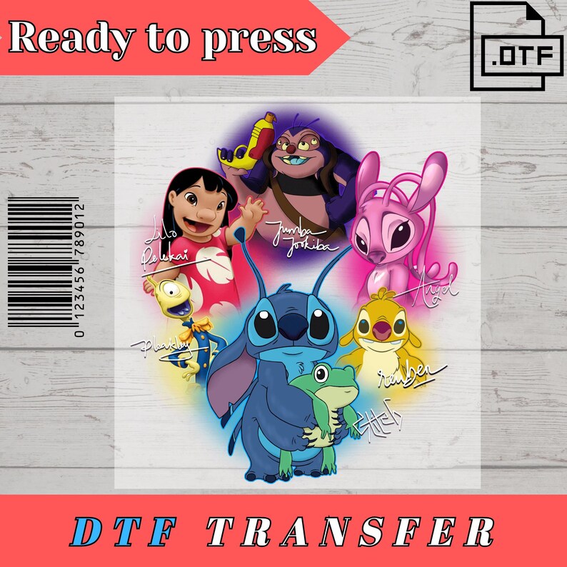 Lilo & Stitch Cartoon PNG | Stitch Angel Jumba Pleakley Reuben PNG | DTF Transfer Design | Disney Inspired Kids Shirt | Heat Press File