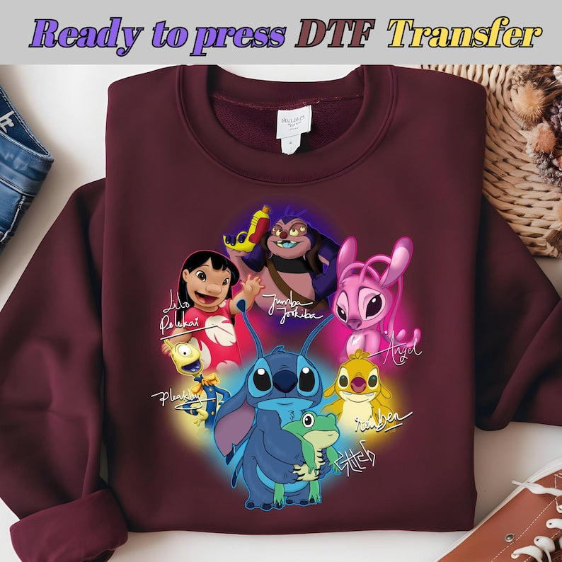 Lilo & Stitch Cartoon PNG | Stitch Angel Jumba Pleakley Reuben PNG | DTF Transfer Design | Disney Inspired Kids Shirt | Heat Press File