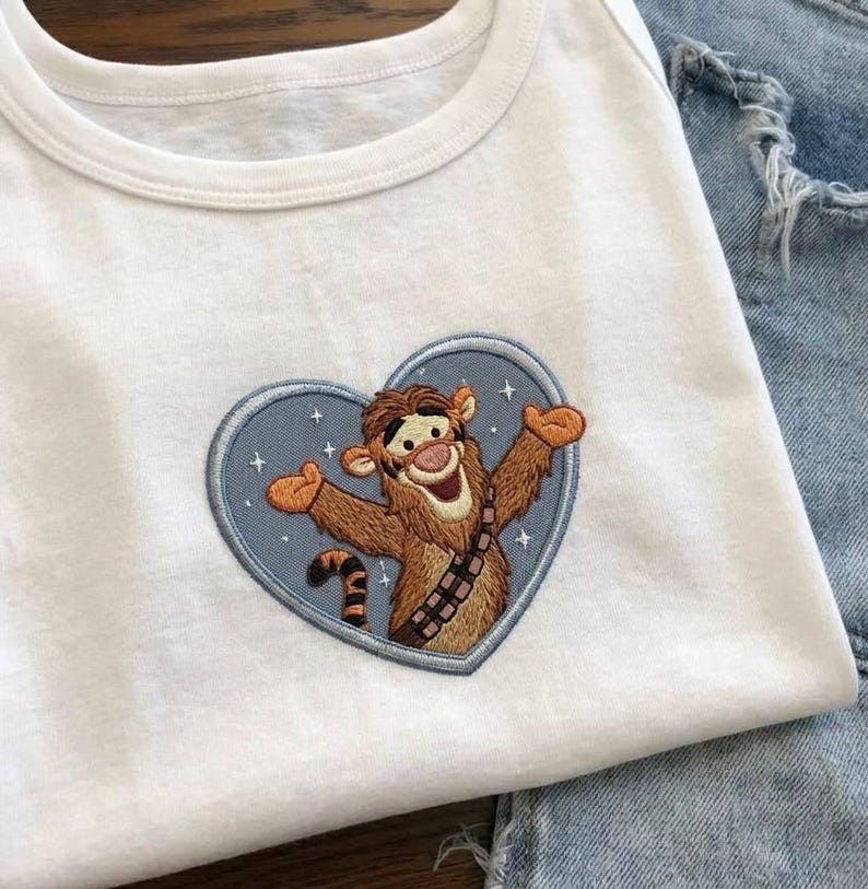 Winnie The Pooh & Star Wars Disney Tank Top, Piglet Eeyore Pooh Tigger Embroidered Tee, Cute Disneyland Graphic Tee, Coquette Disney Outfit