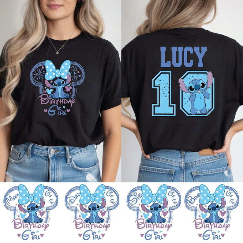 Custom Stitch Birthday Girl Shirt, Matching Birthday Family Shirt, Disney Stitch Bday Party Gift, Disney Birthday Crew Shirt, Birthday Trip