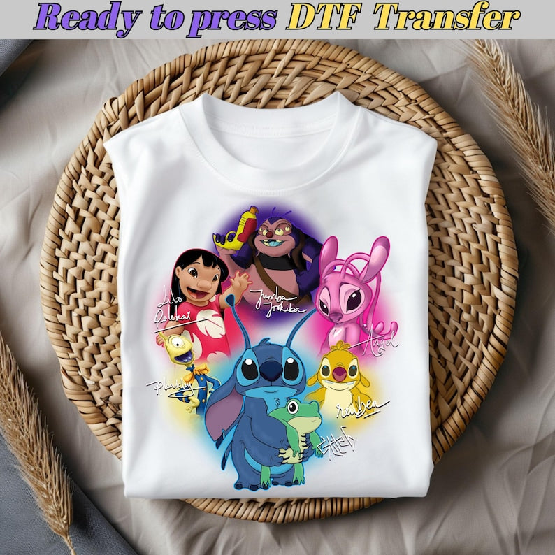 Lilo & Stitch Cartoon PNG | Stitch Angel Jumba Pleakley Reuben PNG | DTF Transfer Design | Disney Inspired Kids Shirt | Heat Press File