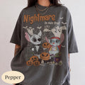 Retro Stitch Angel Halloween Shirt, Nightmare on Main Street Tee, Disney Stitch Jack Sally Couple, Comfort Colors Trick or Treat Party Shirt