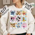 Disney Character DTF Transfer, Polaroid Friends Collage Ready to Press Heat Transfer for Sweatshirts and Disney Trip Shirts, Mickey Minnie
