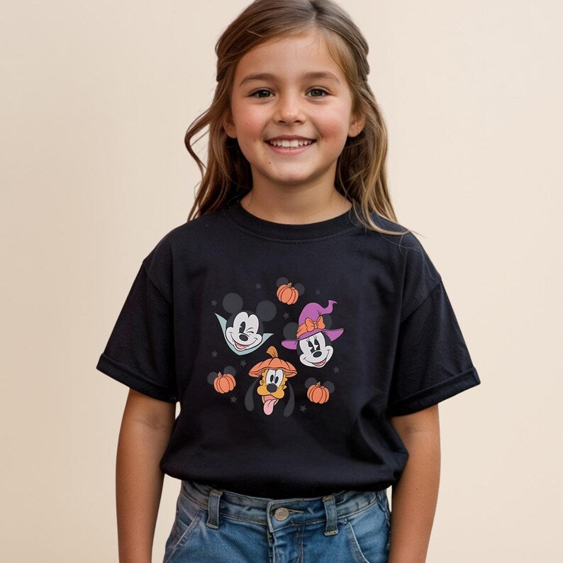 Comfort Colors Mickey Mouse Halloween Shirt Minnie Witch Pluto Pumpkin Spooky Season Family Vacation Tee Disney Halloween Party T-Shirt