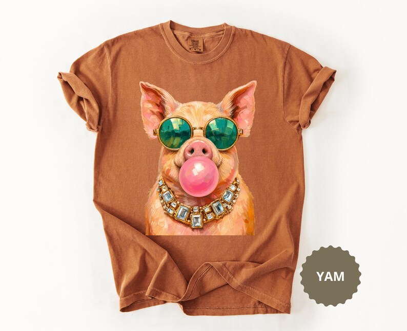 Pig Shirt Comfort Colors® Funny Pig Sweatshirt Bubble Gum Animal Tee Pig Lover Gift Farm Animal Lover Farmhouse Cute Piggy Novelty T-Shirt