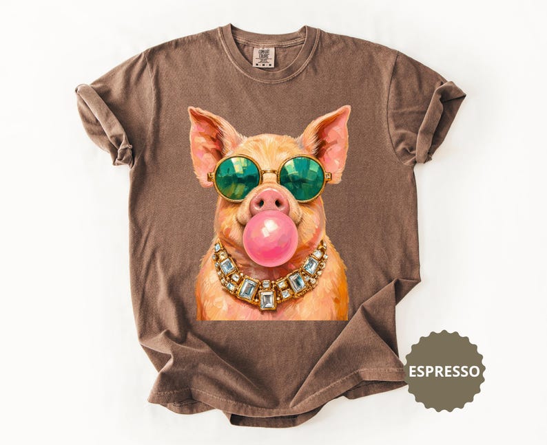 Pig Shirt Comfort Colors® Funny Pig Sweatshirt Bubble Gum Animal Tee Pig Lover Gift Farm Animal Lover Farmhouse Cute Piggy Novelty T-Shirt