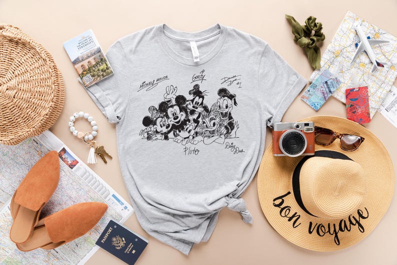 Mickey and Friends Signature T-shirt, Mickey Mouse and Friends Shirt, Vintage Micky Minnie Donald Goofy Pluto Shirt, Disney Autograph Shirt