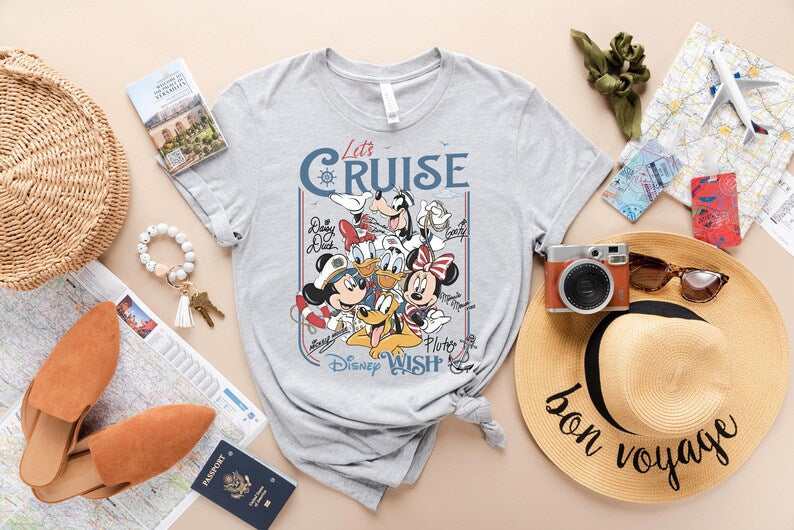 Disney Wish Cruise T-shirt, Family Cruise Vacation Tee, Mickey Minnie Donald Goofy Pluto Shirt, Mickey Minnie Friends Cruise Shirt