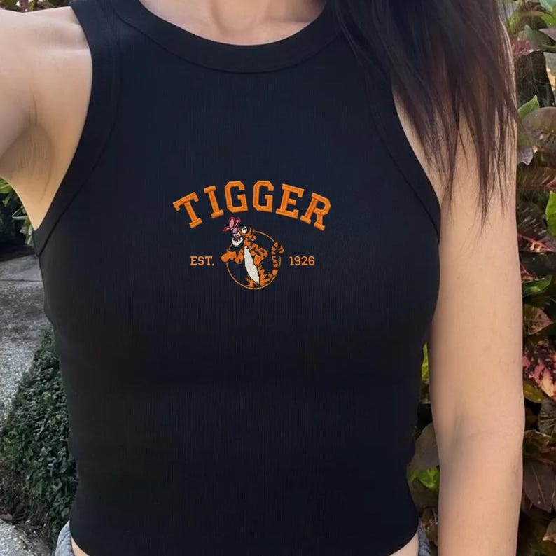 Winnie the Pooh Embroidered Tank Top, Pooh and Friends Tank, Eeyore Piglet Tigger Crop Top, Cartoon Cartoon Gift For Fan