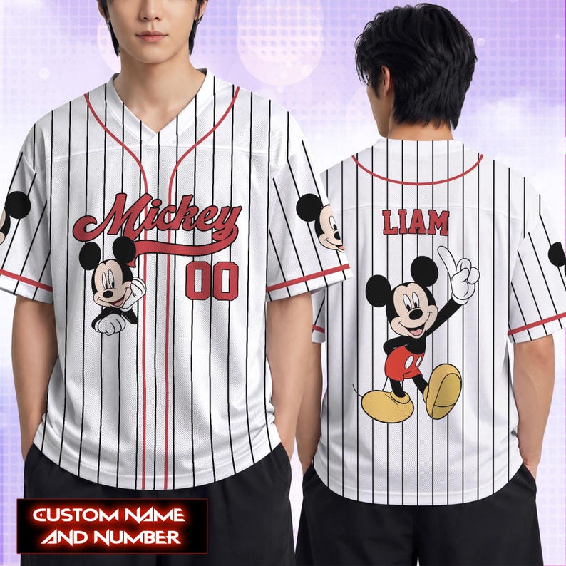 Mickey Character Football Jersey, Personalized Mickey Minnie Donald Daisy Goofy Pluto Soccer Jersey, Custom Name Number Family Jersey Shirt