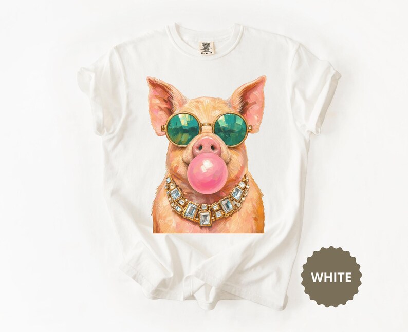 Pig Shirt Comfort Colors® Funny Pig Sweatshirt Bubble Gum Animal Tee Pig Lover Gift Farm Animal Lover Farmhouse Cute Piggy Novelty T-Shirt
