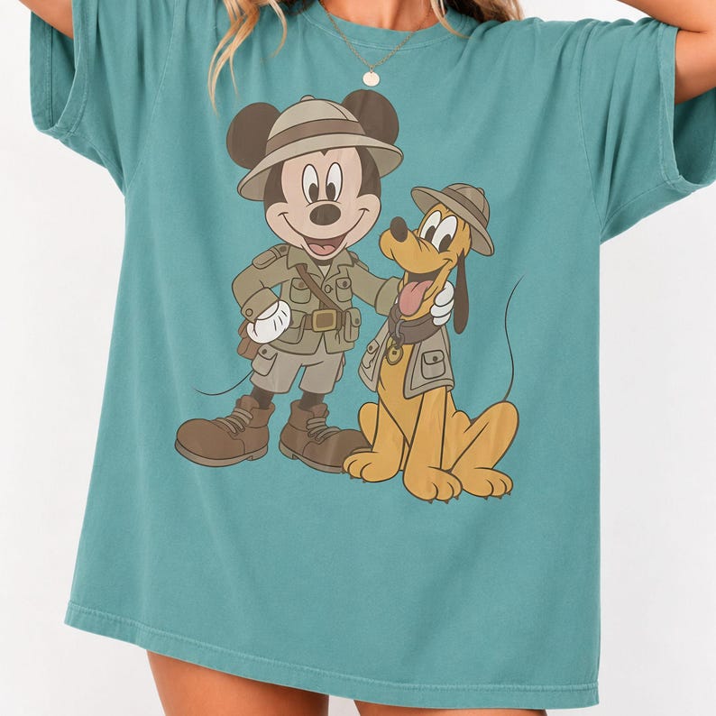 Retro Comfort Colors® Mickey Pluto Safari Shirt - Animal Kingdom Besties Tee, Matching Family Trip 2026, Girls Trip 2026 T-Shirt