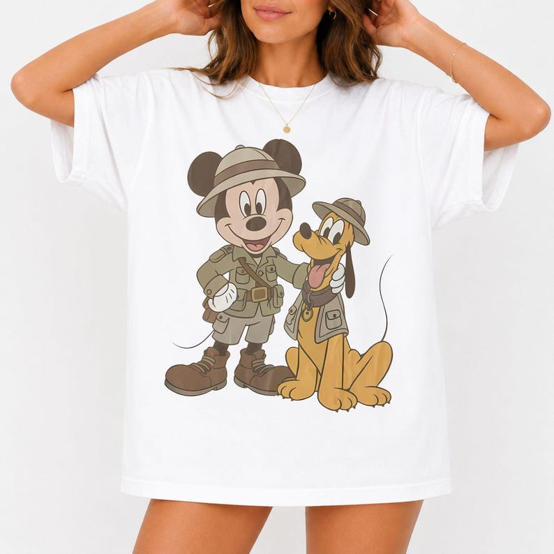 Retro Comfort Colors® Mickey Pluto Safari Shirt - Animal Kingdom Besties Tee, Matching Family Trip 2026, Girls Trip 2026 T-Shirt