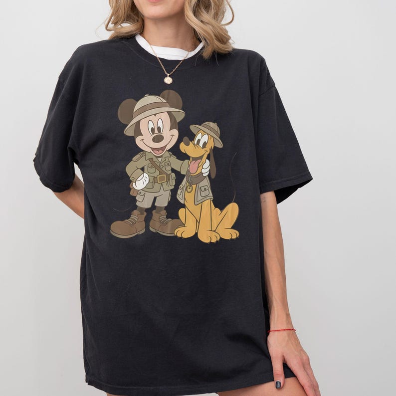 Retro Comfort Colors® Mickey Pluto Safari Shirt - Animal Kingdom Besties Tee, Matching Family Trip 2026, Girls Trip 2026 T-Shirt