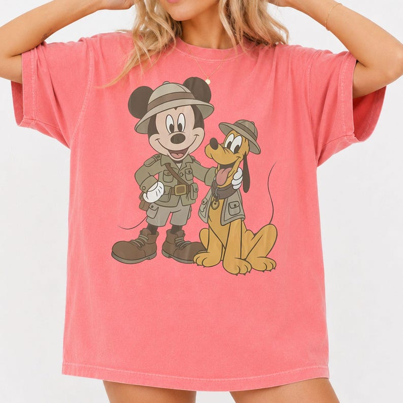 Retro Comfort Colors® Mickey Pluto Safari Shirt - Animal Kingdom Besties Tee, Matching Family Trip 2026, Girls Trip 2026 T-Shirt