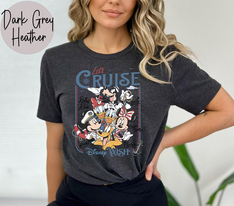 Disney Wish Cruise T-shirt, Family Cruise Vacation Tee, Mickey Minnie Donald Goofy Pluto Shirt, Mickey Minnie Friends Cruise Shirt