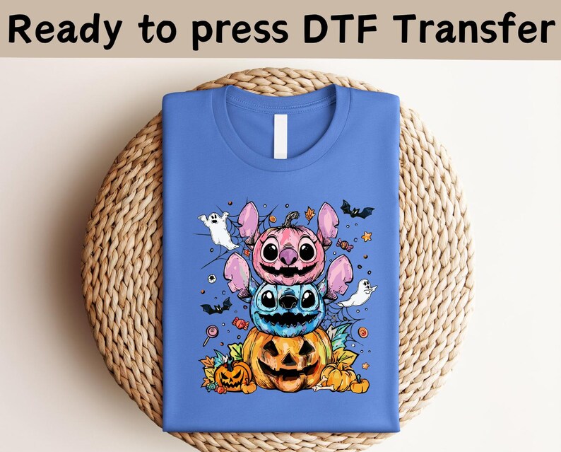 Disney Stitch & Angel Halloween DTF Transfer, Trick or Treat