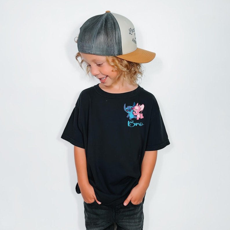 Lilo and Stitch Party Tee, Tropical Birthday Shirt, Cute Alien Birthday Outfit, Stitch and Angel Shirt, Disney Theme Birthday Tee