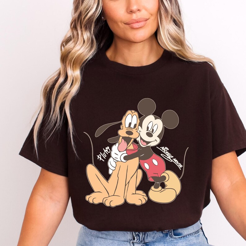 Mickey Mouse Pluto Shirt, Disney Best Friends T-Shirt, Vintage Cartoon Tee, Cute Theme Park Vacation Shirt, Classic Character Gift
