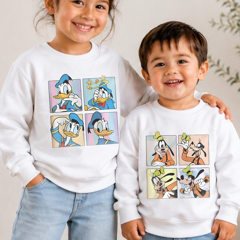 Disney Characters Sweatshirt Hoodie, Mickey Minnie Donald Daisy Goofy Pluto Shirt, Vintage Cartoon Crewneck, Disney Family Trip Gift