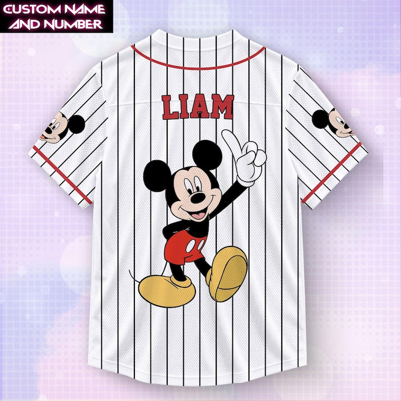Mickey Character Football Jersey, Personalized Mickey Minnie Donald Daisy Goofy Pluto Soccer Jersey, Custom Name Number Family Jersey Shirt