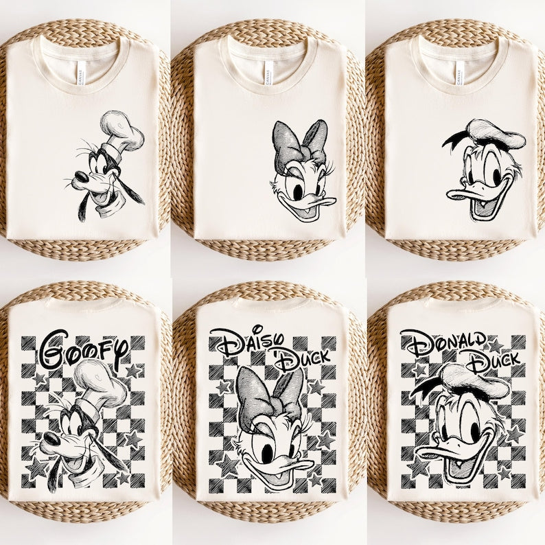 Retro Mickey Minnie Shirts, Retro Mickey and Friends T-shirt, Retro Disney Trip Tee, Checkered Mickey Outfit, Disney Family Vacation Top