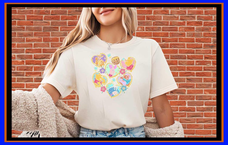 Cute Bear and Friends Heart Shirt Pastel Hundred Acre Wood Tee Tigger Piglet Eeyore Roo Honey Pot Gift for Her Hoodie OP251