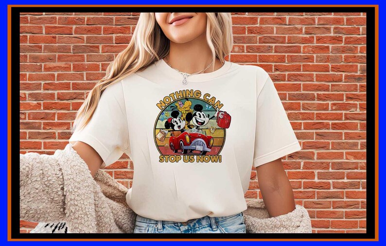 Retro Mickey and Minnie Road Trip Shirt Vintage Disney Vacation Tee Nothing Can Stop Us Now Family Trip Hoodie Pluto Dog Graphic OP378