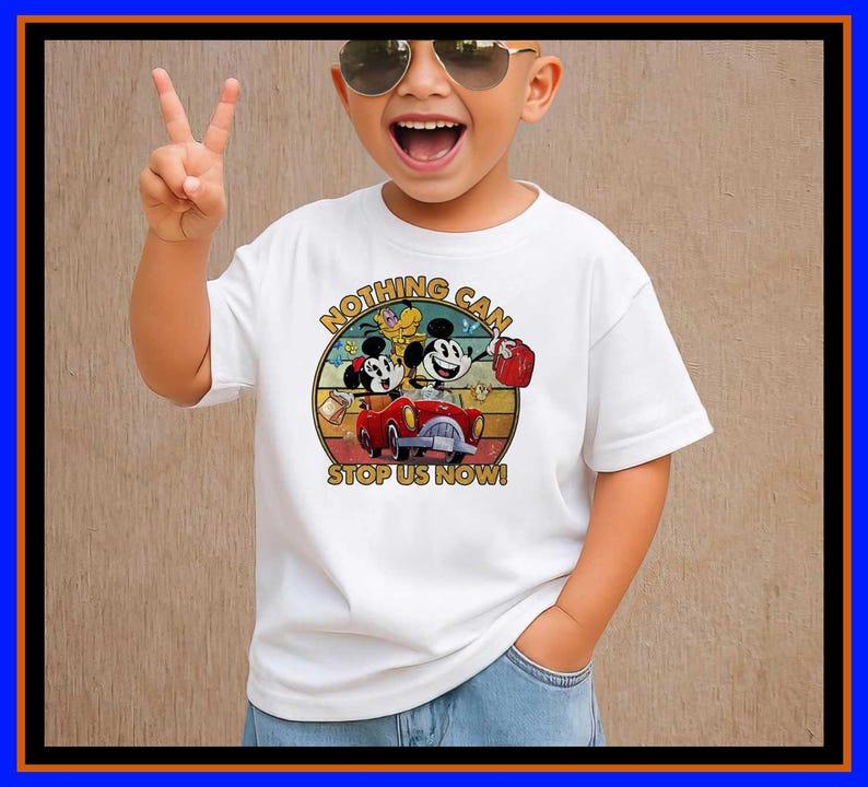 Retro Mickey and Minnie Road Trip Shirt Vintage Disney Vacation Tee Nothing Can Stop Us Now Family Trip Hoodie Pluto Dog Graphic OP378