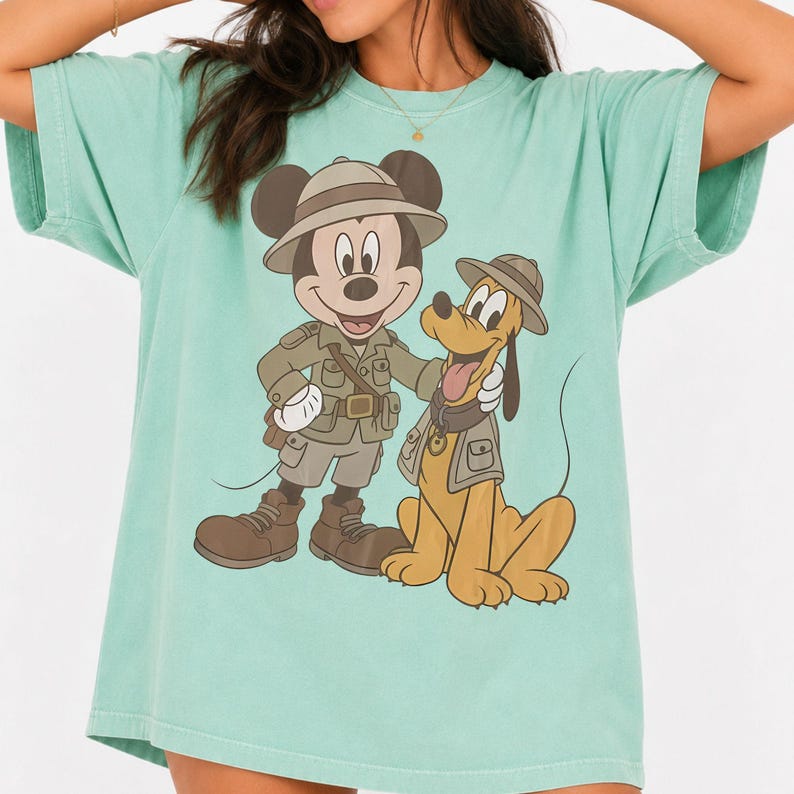 Retro Comfort Colors® Mickey Pluto Safari Shirt - Animal Kingdom Besties Tee, Matching Family Trip 2026, Girls Trip 2026 T-Shirt