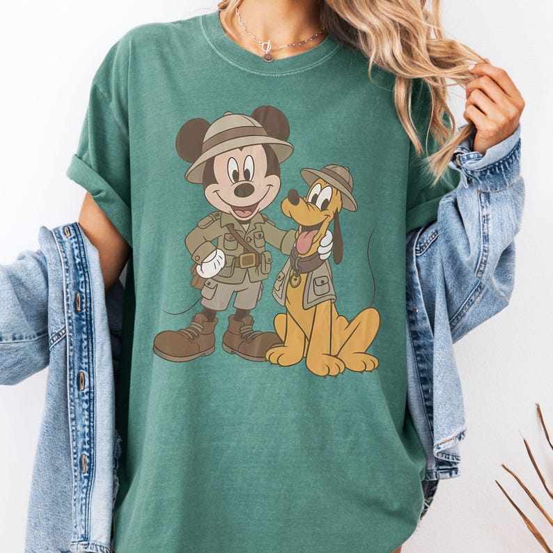 Retro Comfort Colors® Mickey Pluto Safari Shirt - Animal Kingdom Besties Tee, Matching Family Trip 2026, Girls Trip 2026 T-Shirt