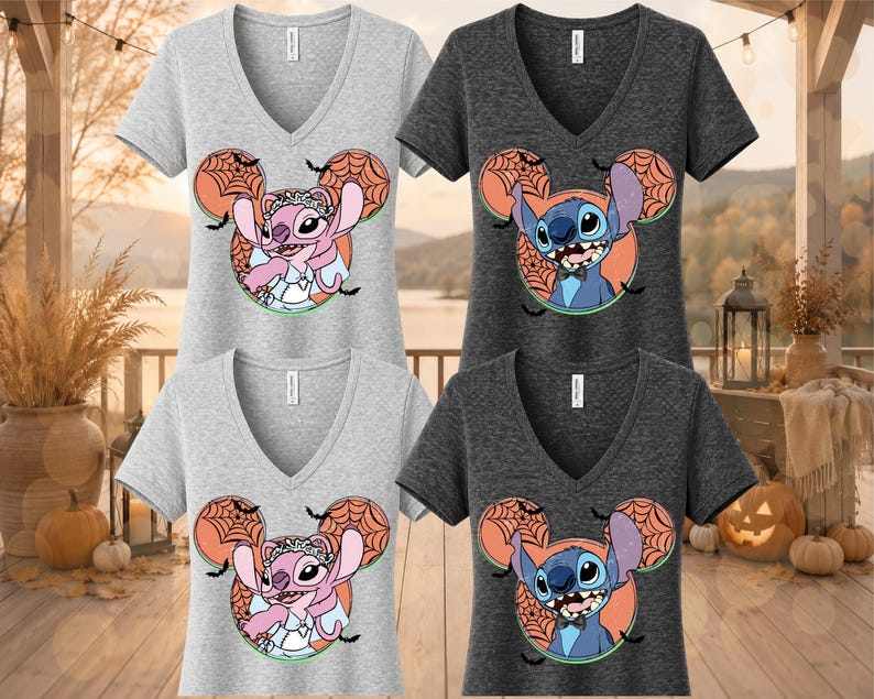Stitch Angel Bride Halloween DTF, Couples Halloween DTF Transfer Ready For Press, Spooky Season Dtf Prints, Ready To Press, Direct To Film