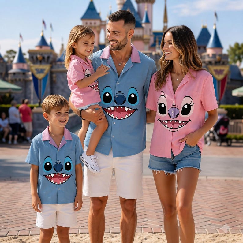 Stitch Tennis Dress Skirt, Angel Hawaiian Shirt, Stitch and Angel Couple Costume, Lilo and Stitch Outfit, Theme Park Vacation