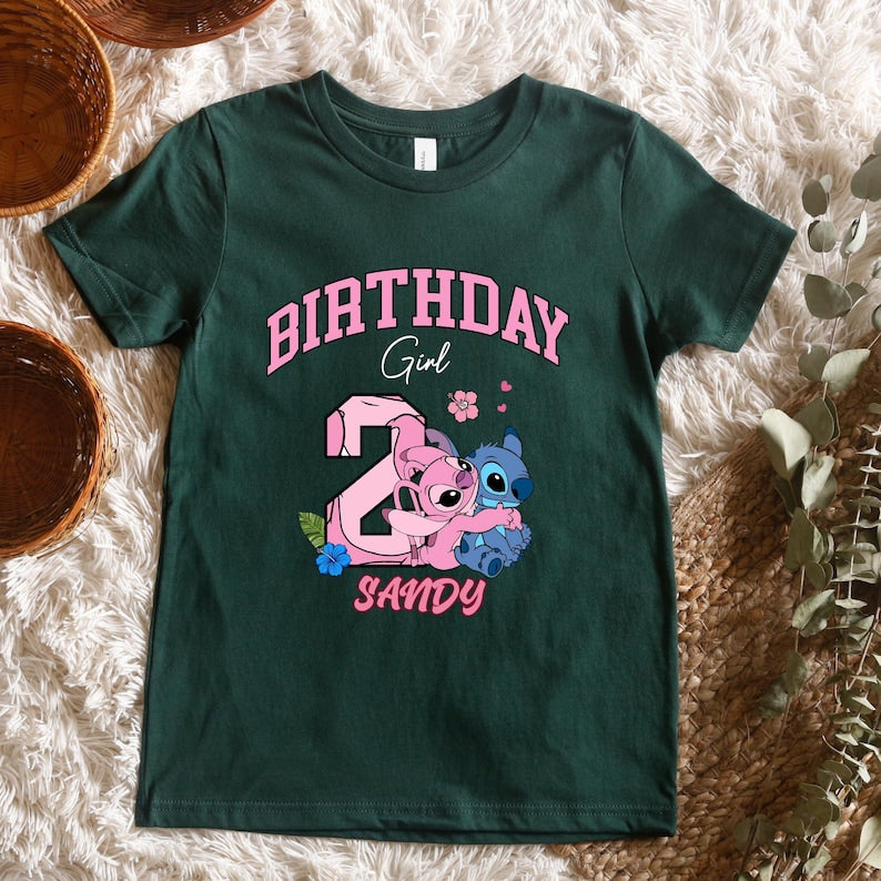 Stitch Angel Birthday Gırl Shirt, Disney Girl Birthday Tee, Custom Stitch Part T-Shirt, Stitch Toddler Gift, Birthday Family Matching Tees